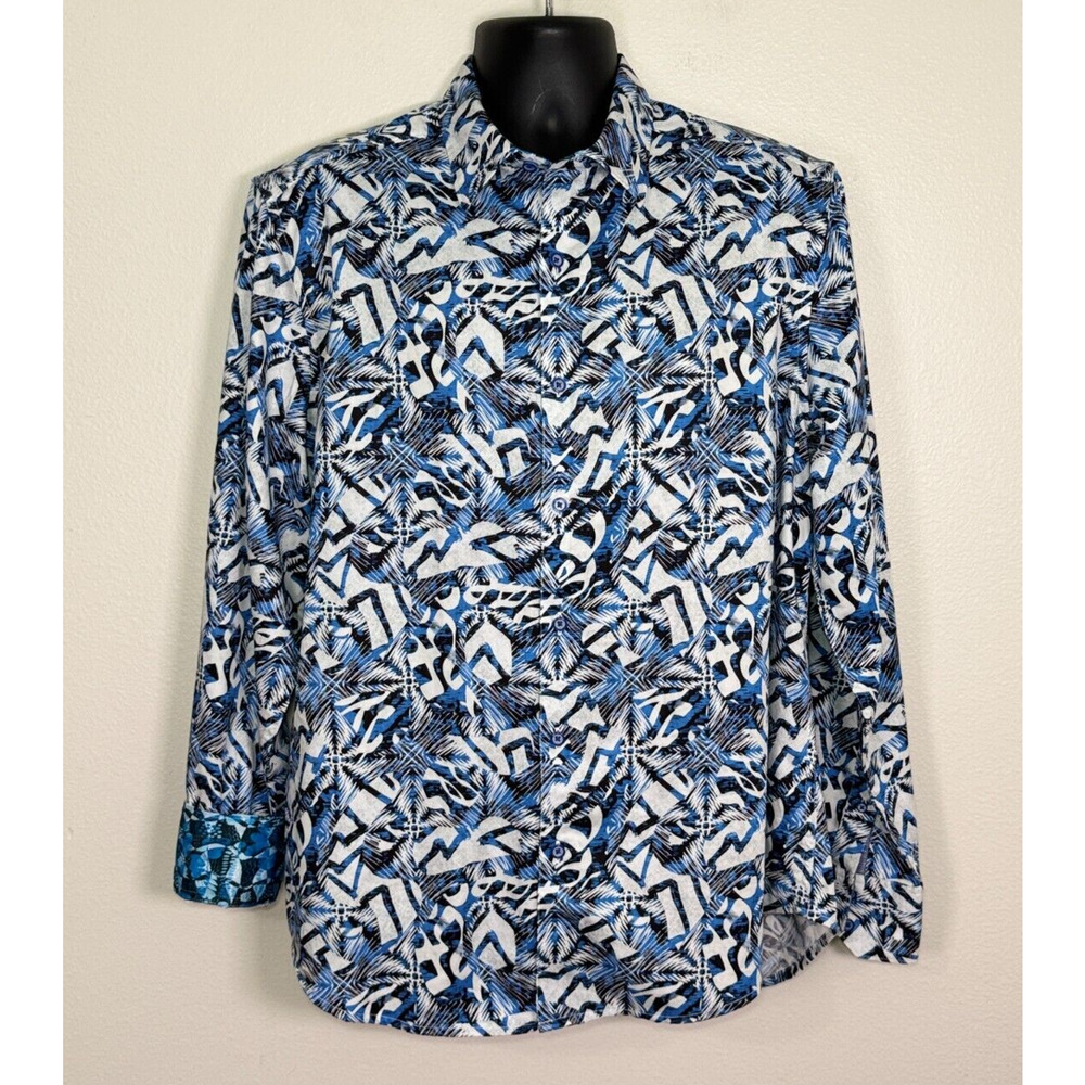 Robert Graham Santos Long Sleeve Shirt Flip Cuff Geo Art Normcore Luxury, XL